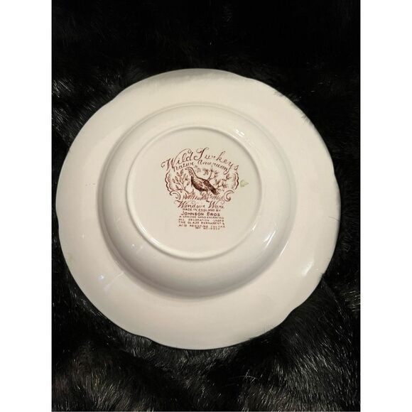 JOHNSON BROS WILD TURKEYS NATIVE AMERICAN WINDSOR WARE Rim Soup Bowl - Picture 4 of 4